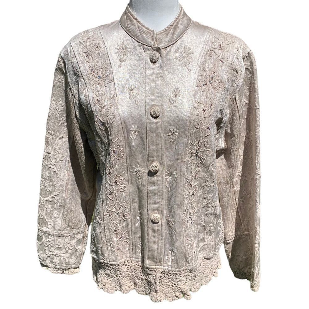 Flashback vintage embroidered crochet blazer jacket Large
